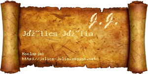 Jálics Júlia névjegykártya