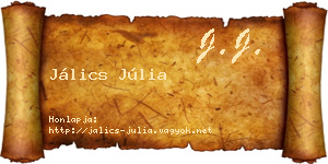 Jálics Júlia névjegykártya